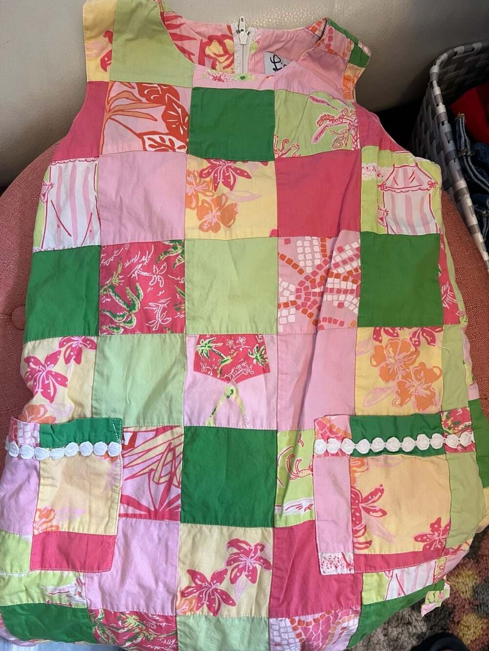 Lilly Pulitzer Girls Patchwork Sleeveless Shift Dress, Size 7